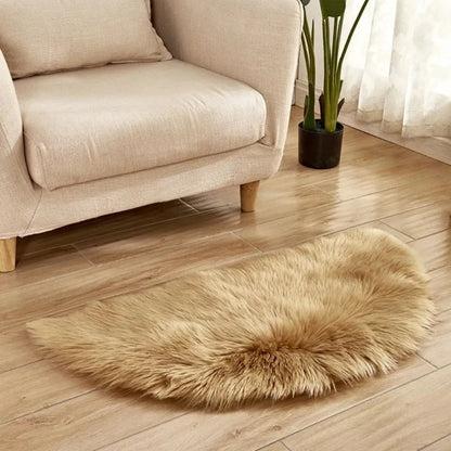 VIKAMA Plush Half-Circle Rug Non-Slip Soft Bedside Living Room Kids Room Decor