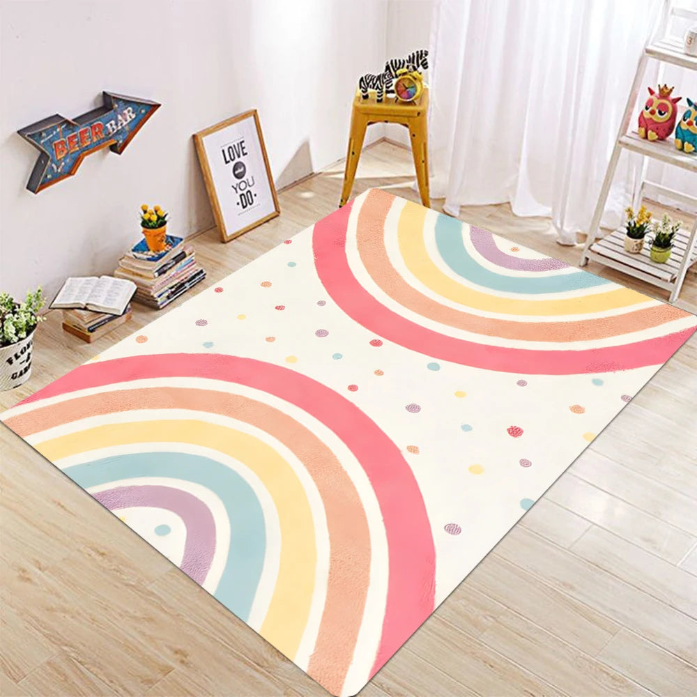 Cute Rainbow Kids Square Carpet