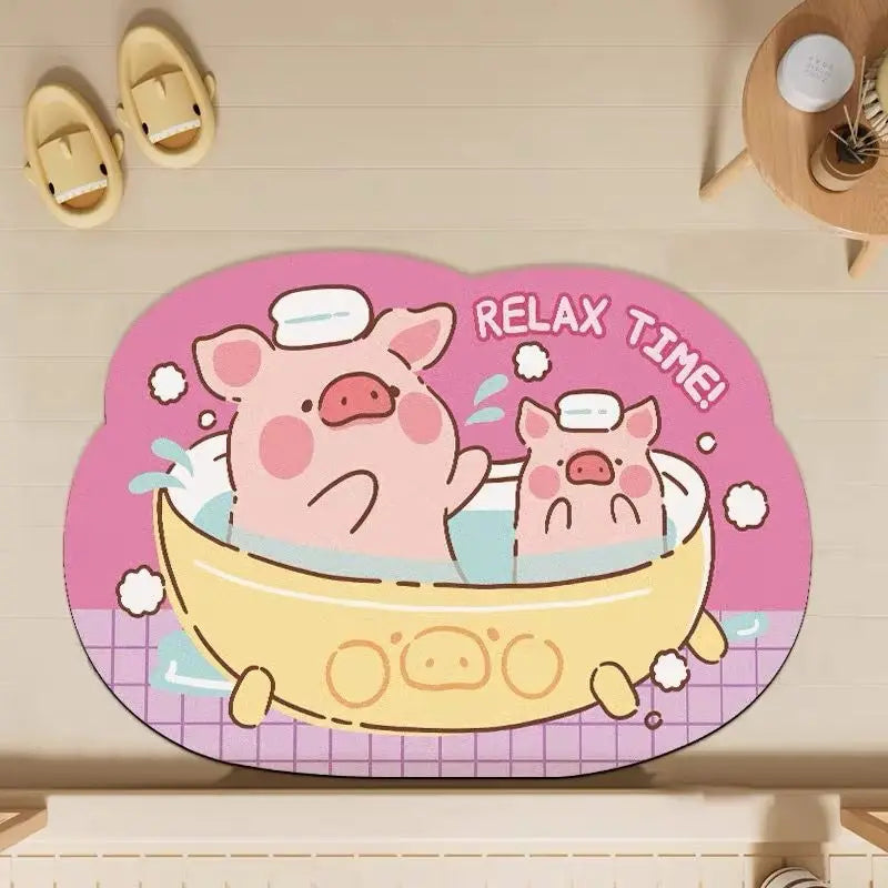 Lulu Pig Bathroom Absorbent Diatom Mud Non-Slip Quick-Dry Floor Mat Door Mat