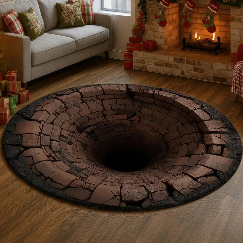 3D vortex optical illusion round rug