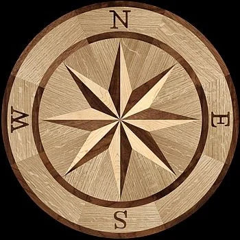 Compass Round Medallion Non-Slip Area Rug