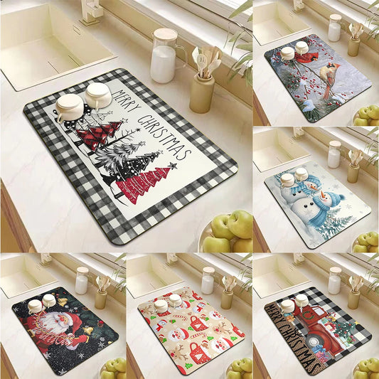 Christmas Tree Absorbent Kitchen Drying Mat
