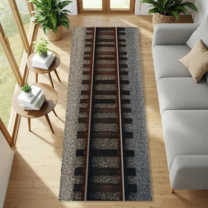 Train Track Kids Runner Rug