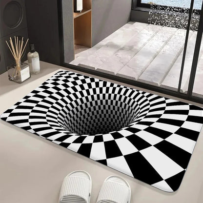 3D Vortex Illusion Rug Non-Slip Carpet Fun Kids Room Bedroom Balcony Living Room Welcome Floor Mat Home Decor
