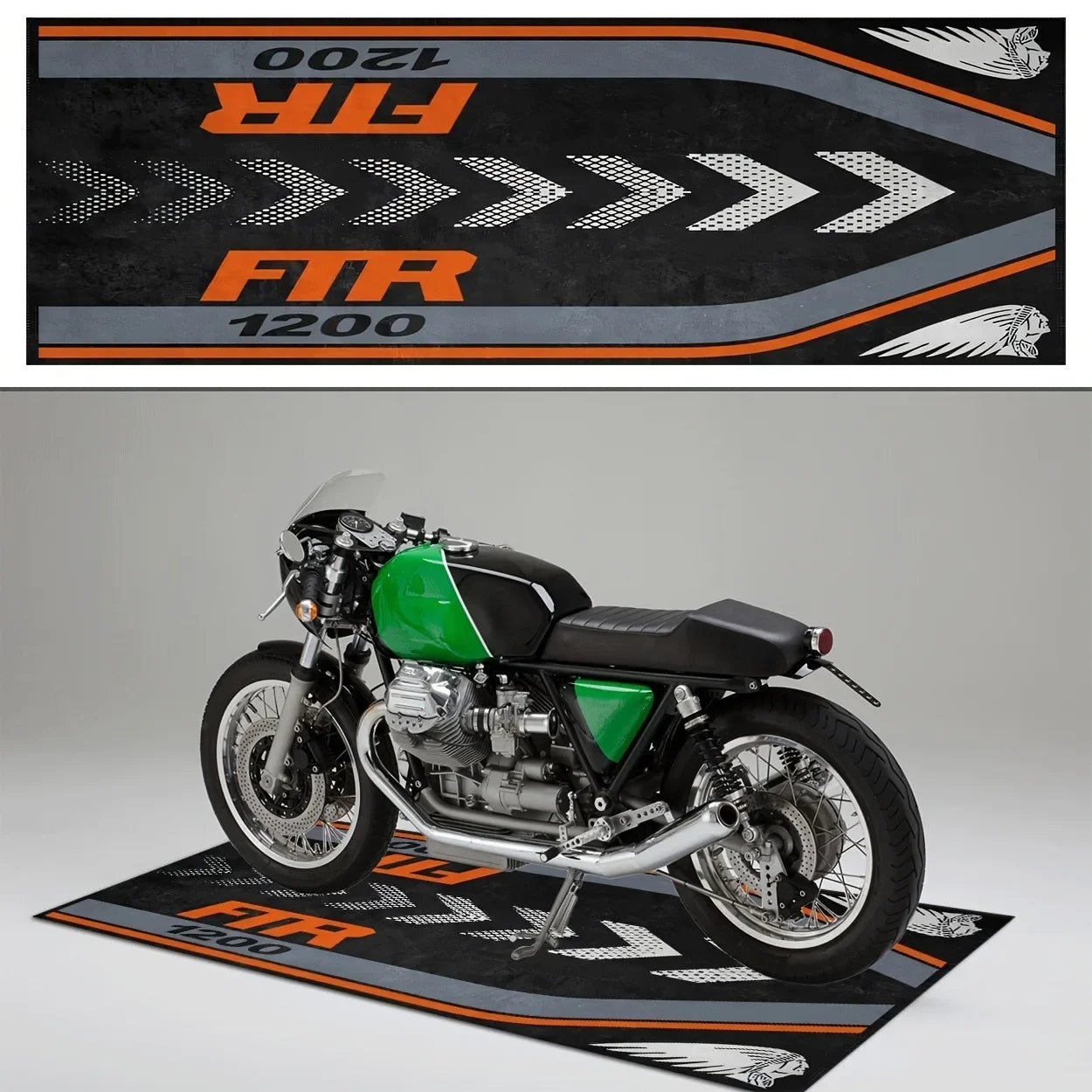 VIKAMA Motorcycle Premium Flannel Anti-Slip Parking Area Rug