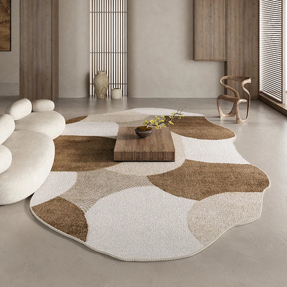 American Retro Brown Irregular Plush Area Rug