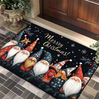 Christmas Tree Santa Claus Elk Festive Entry Door Floor Mat Non-Slip Bathroom Carpet Entrance Doormat
