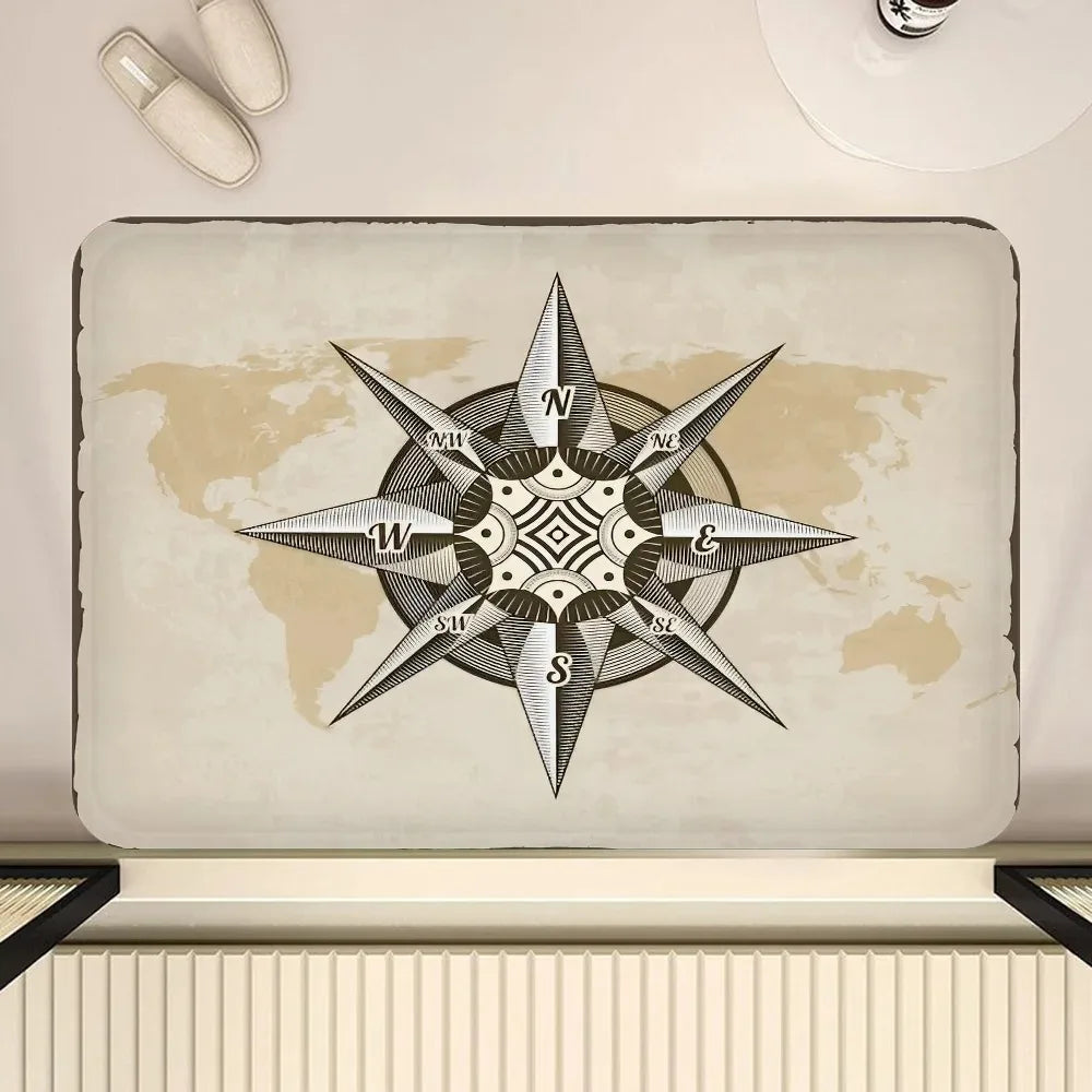 Nautical Compass Non-Slip Area Rug
