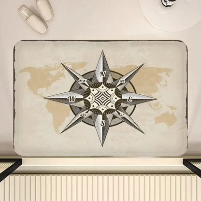 Nautical Compass Non-Slip Area Rug