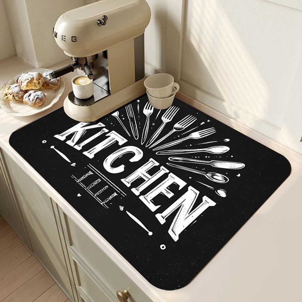 Retro Coffee Maker Absorbent Kitchen Drying Mat