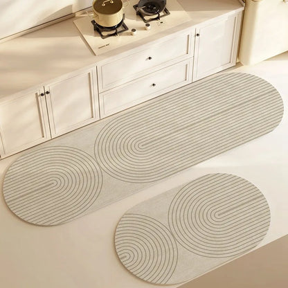 Diatomite Kitchen Mat Super Absorbent Non-Slip Washable Elliptical Rug Bathroom Carpet