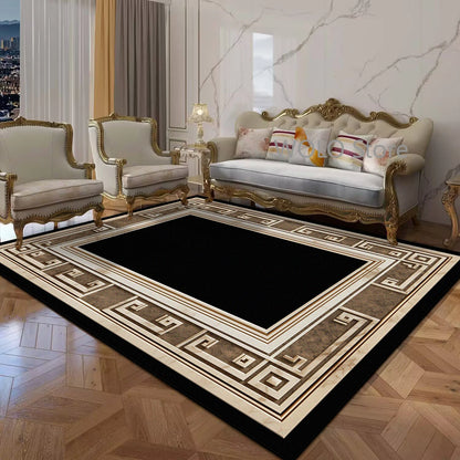 Black Gold Marble Luxury Area Rug