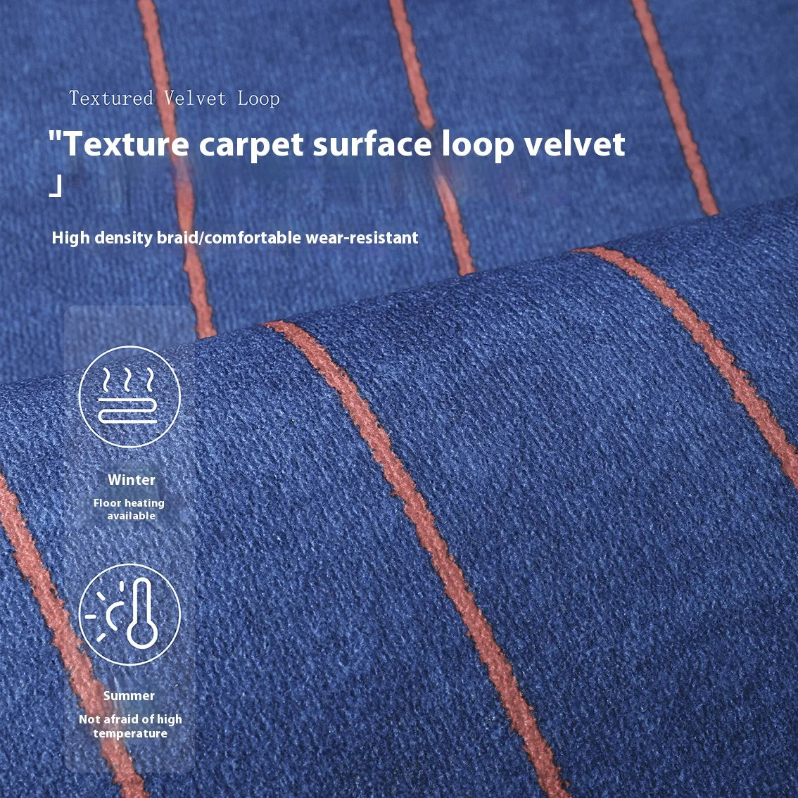 VIKAMA Blue Striped Light Luxury Living Room Carpet Sofa Coffee Table Bedroom Floor Mat
