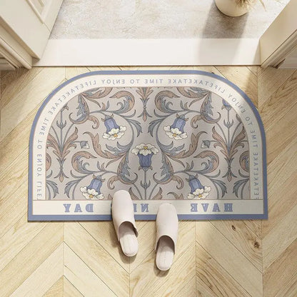 Light Luxury European Floral Bathroom Absorbent Diatom Mud Non-slip Floor Mat Door Mat