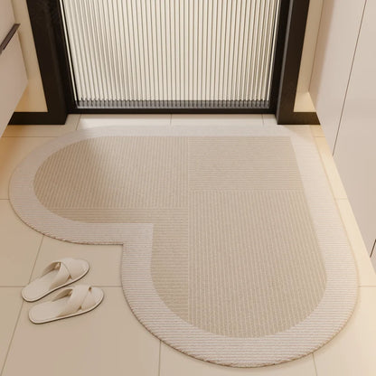 Heart-Shaped Bathroom Mat Diatom Mud Absorbent Non-Slip Toilet Door Entry Foot Rug Home Decor