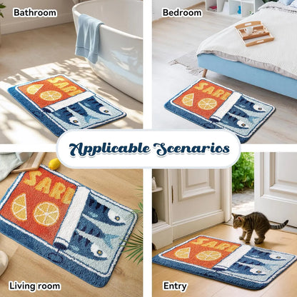VIKAMA Cartoon Sardine Floor Mat Soft Non-Slip Kitchen Bathroom Bedroom Carpet