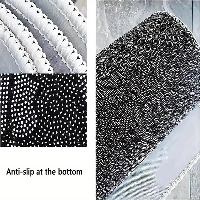 VIKAMA Black Cartoon Cat Doormat Thickened Non-Slip Bedroom Living Room Kitchen Bathroom Rug Home Decor