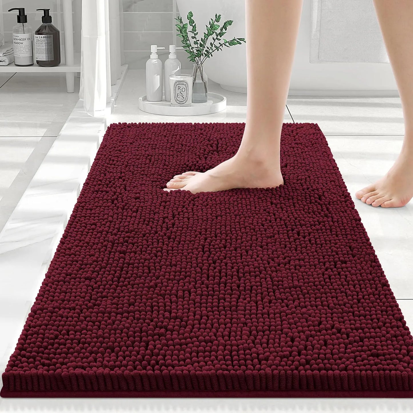 Olanly Chenille Soft Non-Slip Bath Mat