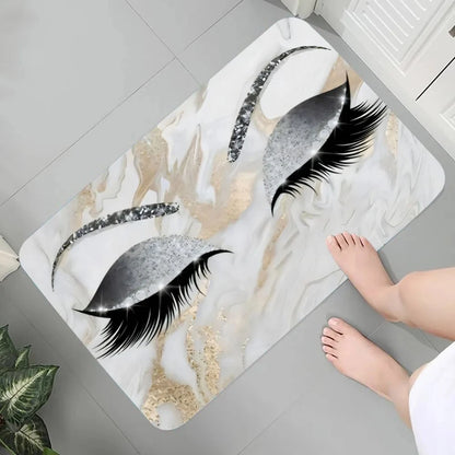 Eyelash Pattern Flannel Printed Carpet Non-Slip Foot Mat Bedroom Bathroom Kitchen Entrance Rug Home Decor