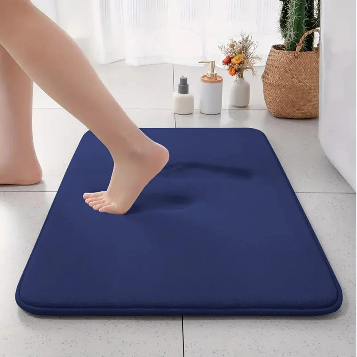 Thickened Solid Color Flannel Bathroom Absorbent Non-Slip Entrance Door Floor Mat
