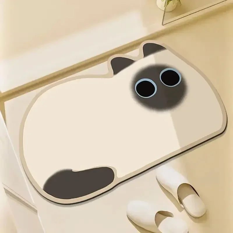 Diatom Mud Bathroom Absorbent Non-slip Toilet Floor Mat Cute Cartoon Door Mat