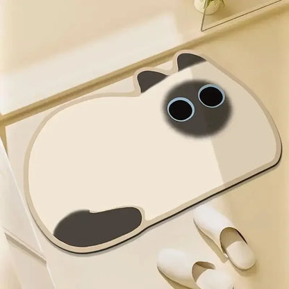 Diatom Mud Bathroom Absorbent Non-slip Toilet Floor Mat Cute Cartoon Door Mat