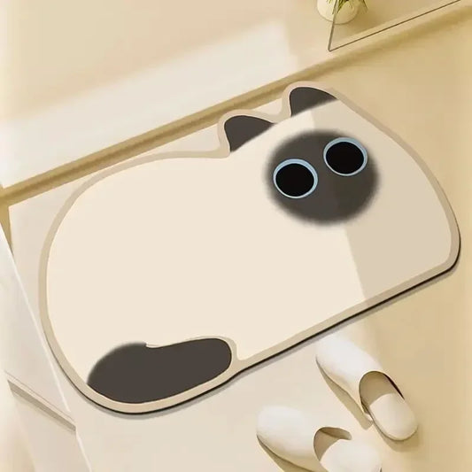 Diatom Mud Bathroom Absorbent Non-slip Toilet Floor Mat Cute Cartoon Door Mat