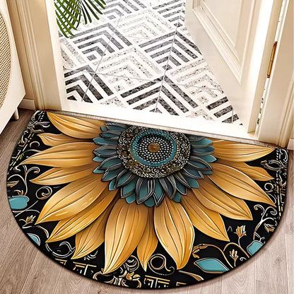 VIKAMA Floral Semi-Circle Door Mat