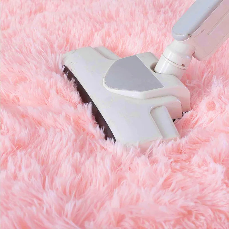 Pink Fluffy Kids Bedroom Area Rug
