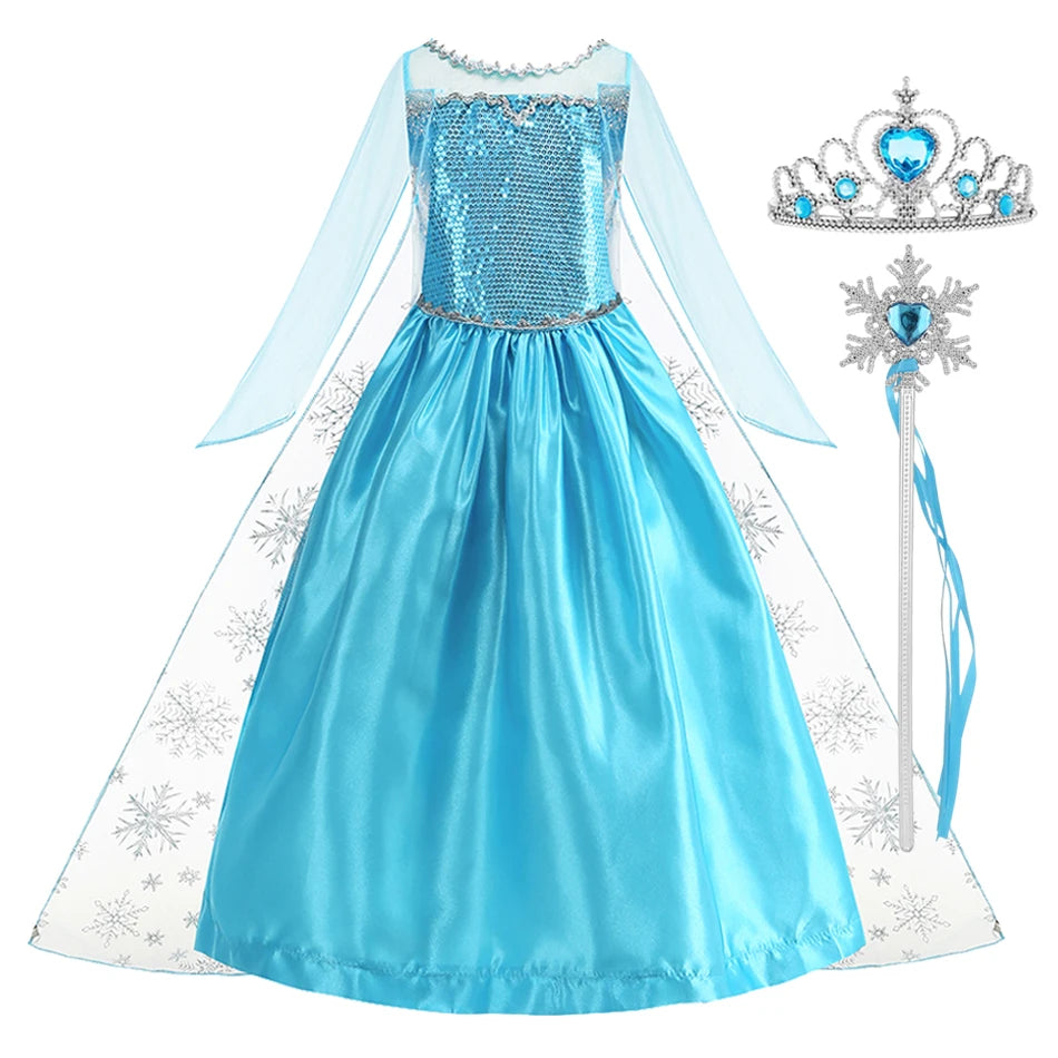 Disney Frozen Elsa Anna Princess Costume Dress For Girls