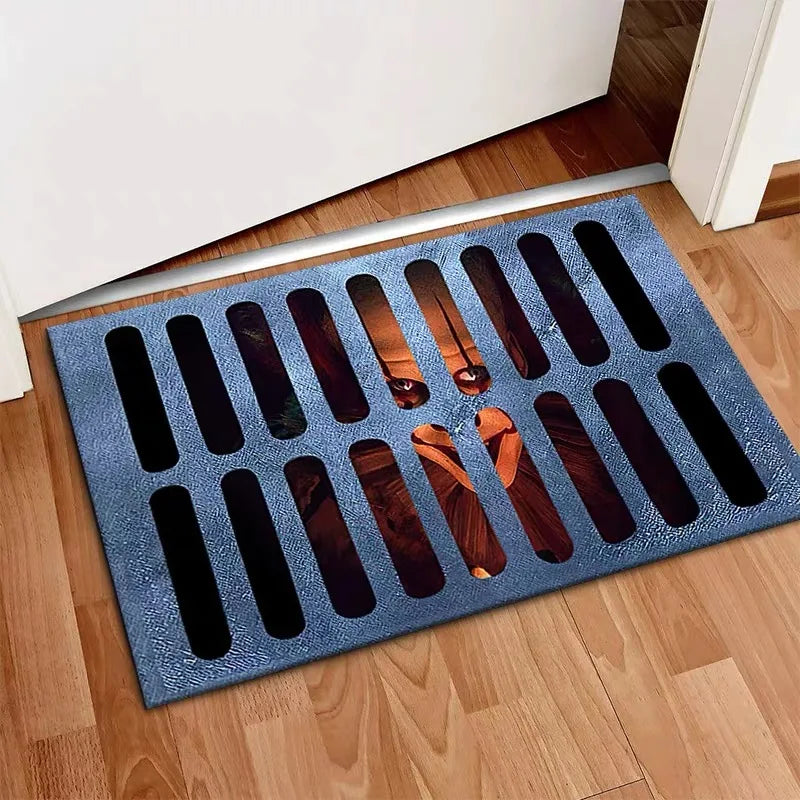 VIKAMA Halloween 3D Sewer Clown Doormat Horror Entry Door Mat Non-Slip Floor Carpet