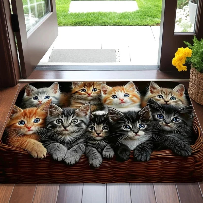Cat Dog Pattern Entrance Doormat Non-Slip Rug Living Room Bedroom Kitchen Home Decor Carpe