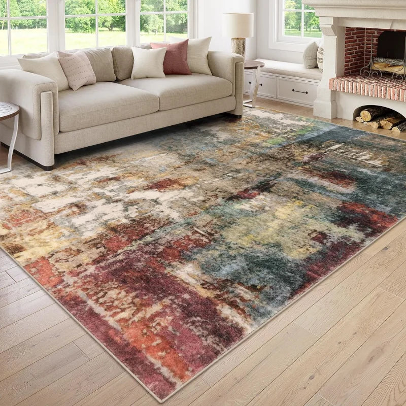 VIKAMA Modern Abstract Crystal Rug Washable Stain-Resistant Living Room Kitchen Entry Mat