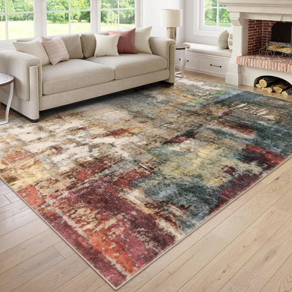 VIKAMA Modern Abstract Crystal Rug Washable Stain-Resistant Living Room Kitchen Entry Mat