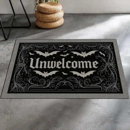 Gothic Horror Dragon Bat Pumpkin Unwelcome Mat Dark Scary Non-Slip Carpet Rug Halloween Home Decor