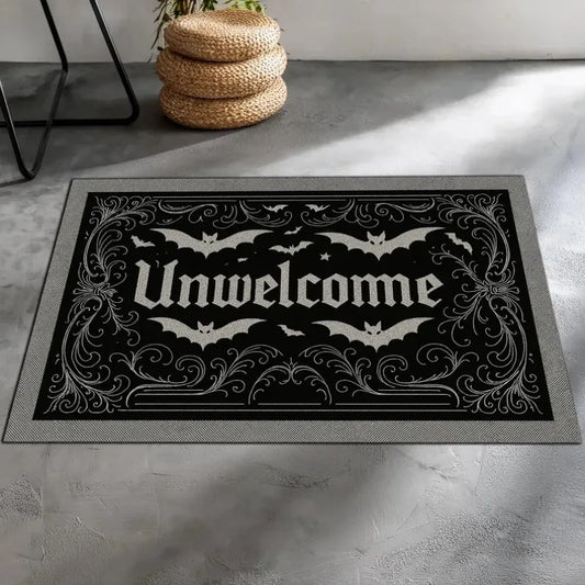 Gothic Horror Dragon Bat Pumpkin Unwelcome Mat Dark Scary Non-Slip Carpet Rug Halloween Home Decor