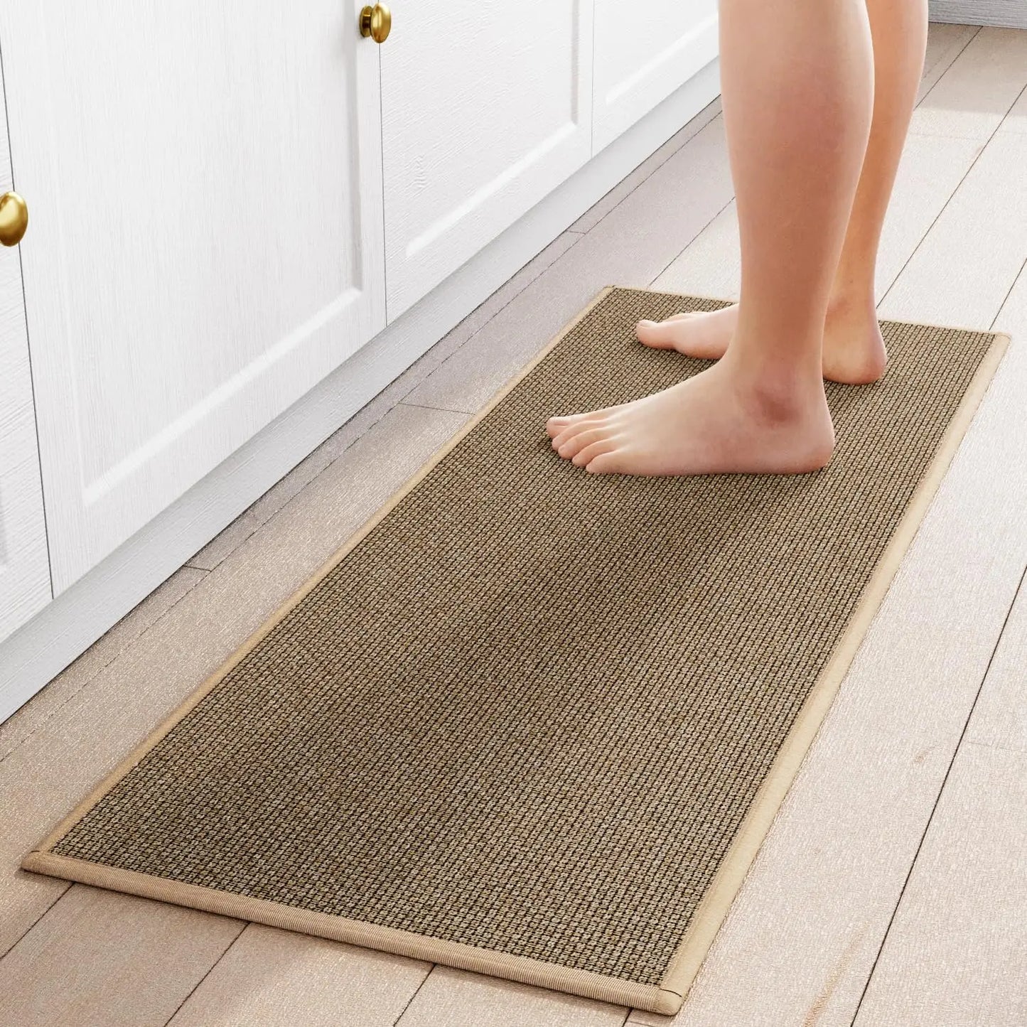 Black & gray interwoven non-slip kitchen runner mat