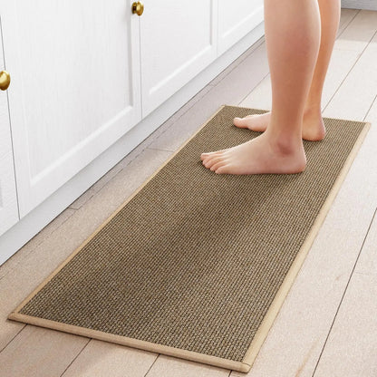 Black & gray interwoven non-slip kitchen runner mat