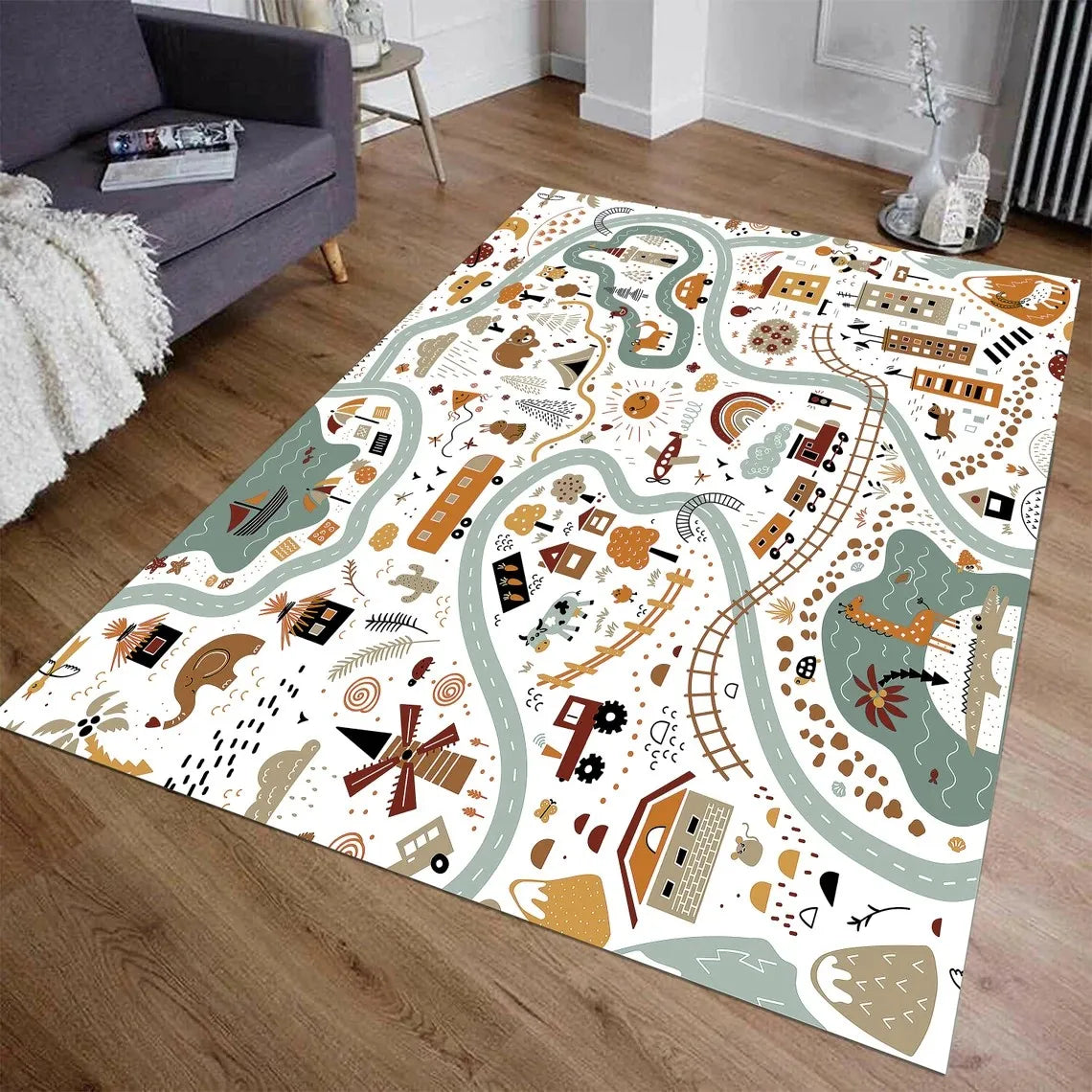 Kids Car Play Traffic Rug