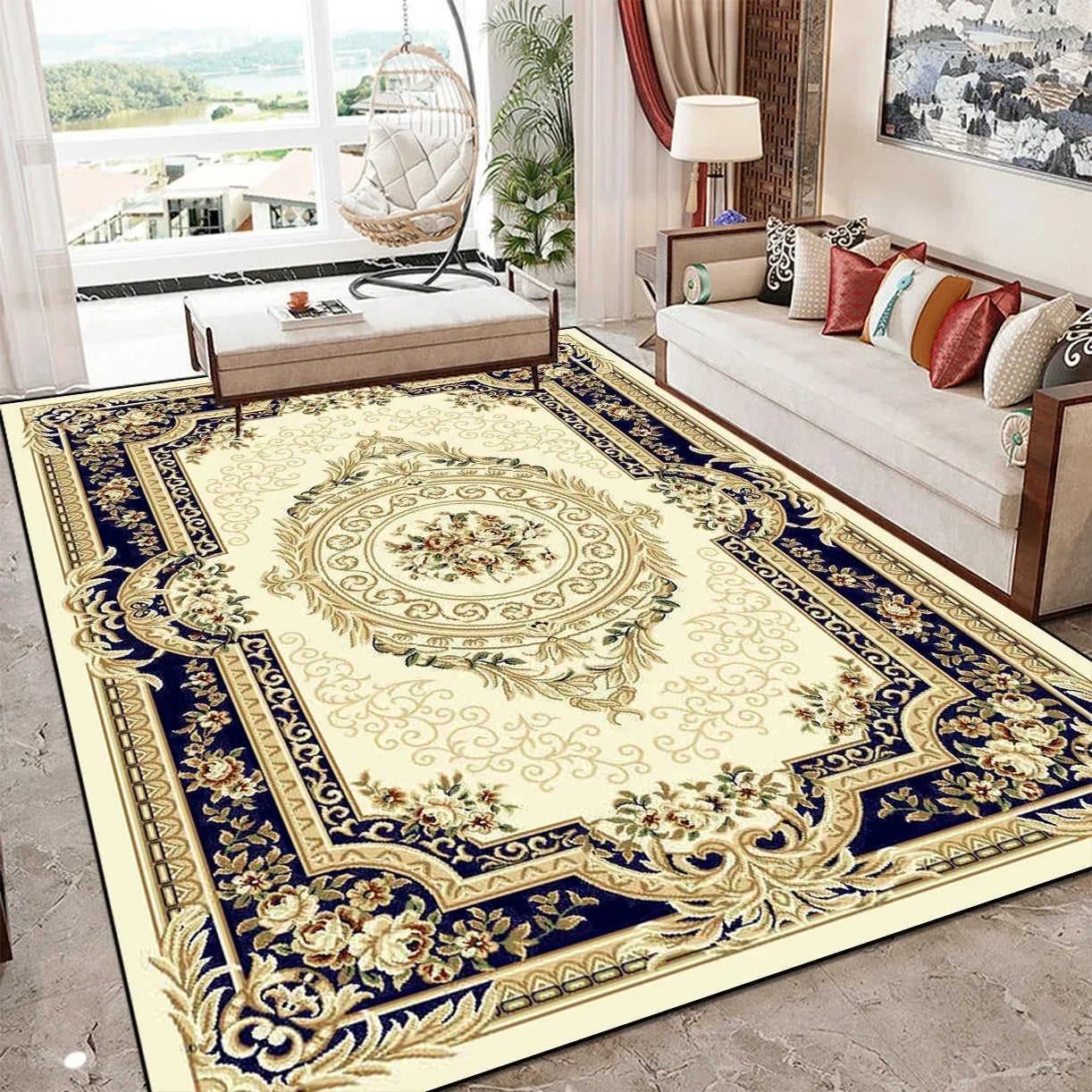 European Style Luxury Large Area Living Room Carpet Soft Home Decor Bedroom Sofa Floor Mat Custom Rug