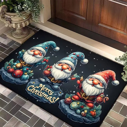 Christmas Tree Santa Claus Elk Festive Entry Door Floor Mat Non-Slip Bathroom Carpet Entrance Doormat