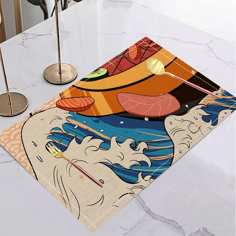 Japanese Ukiyo-e Linen Non-Slip Placemat