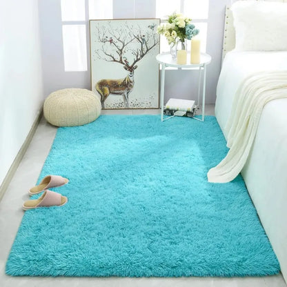 VIKAMA Solid Color Plush Fluffy Area Rug