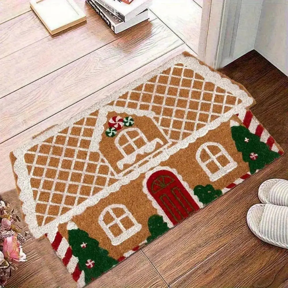 VIKAMA Christmas Gingerbread House Shaped Soft Microfiber Area Rug
