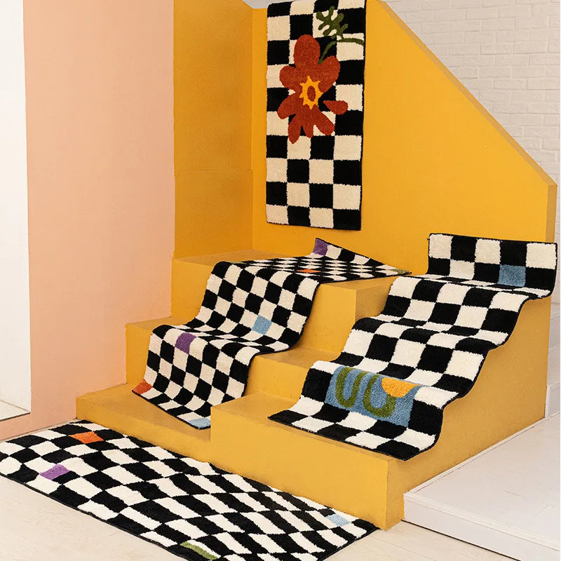 VIKAMA Checkerboard Cashmere-Feel Soft Area Rug