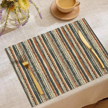 Luxury 6PCS Table Mats Set Leaf Fan Stripe Polka Dot Dining Placemats