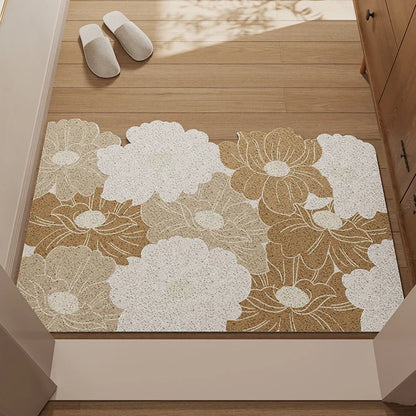 Irregular Silk Ring Entrance Door Mat Anti-Slip Dirt-Resistant Foyer Carpet
