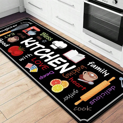 VIKAMA Printed Kitchen Non-Slip Floor Mat Set