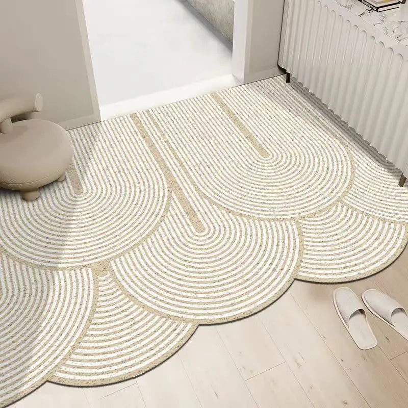 Cream silk ring cuttable entrance door mat