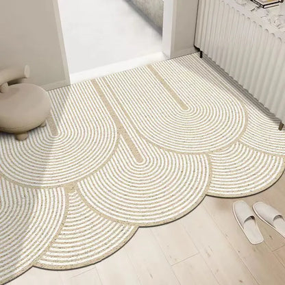 Cream silk ring cuttable entrance door mat